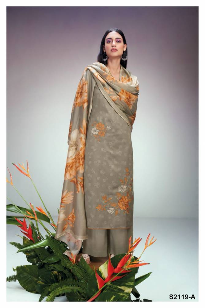 Ruwanthi 2119 By Ganga Heavy Printed Cotton Silk Dress Material